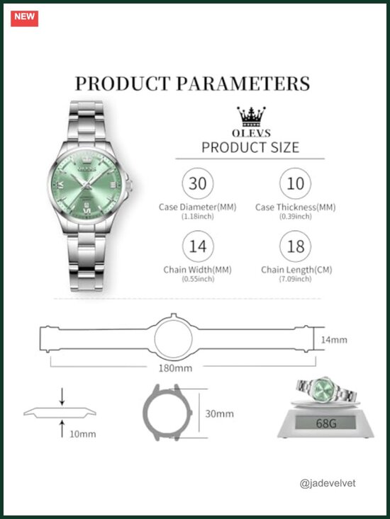 Stainless Steel Womens Wrist Watch with Hidden Clasp Adjustable Bracelet Quartz main image 6